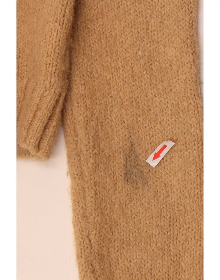 Zara Damen Crop Cardigan Pullover UK 14 Mittelbeige Alpakawolle