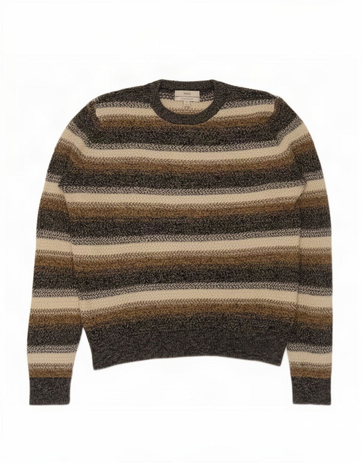 Marks & Spencer Herren-Pullover mit Rundhalsausschnitt, mittelgroß, mehrfarbig gestreift