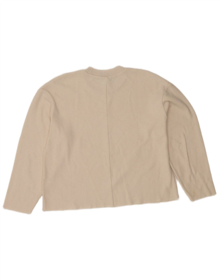 Zara Damen Crop Crew Neck Pullover Pullover UK 14 Mittelweißes Polyester