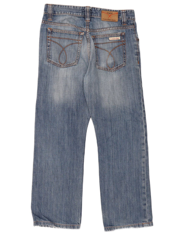 Calvin Klein Damen Distressed Cropped Jeans W30 L26 Blaue Baumwolle