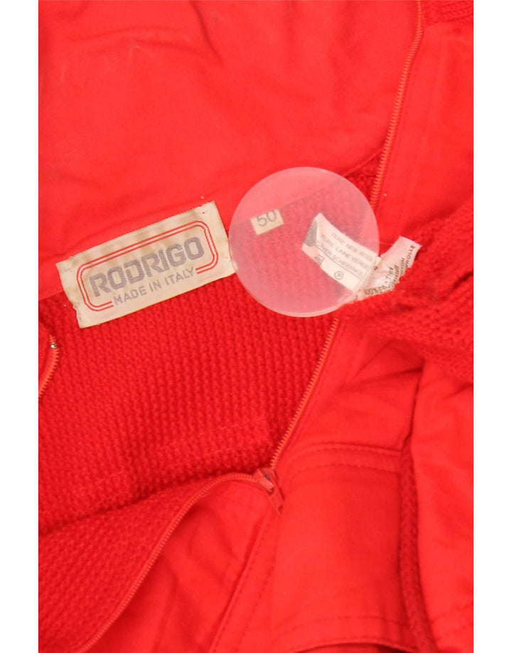 Rodrigo Herren-Anorak-Pullover mit Reißverschluss, IT 50, mittelrote Schurwolle