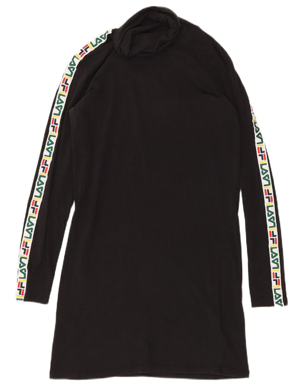 FILA Damen T-Shirt-Kleid mit grafischem Rollkragen, Gr. 10, Größe S, Schwarz, Farbblock