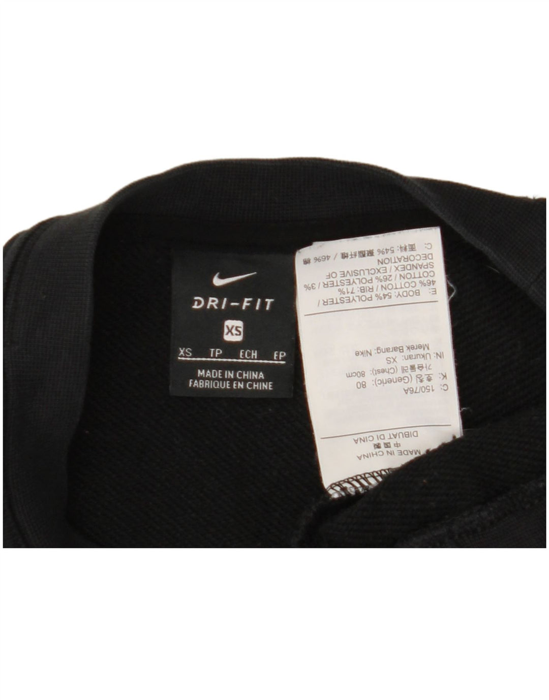 Nike Damen Dri Fit Crop Sweatshirt Pullover UK 6 XS Schwarz Polyester