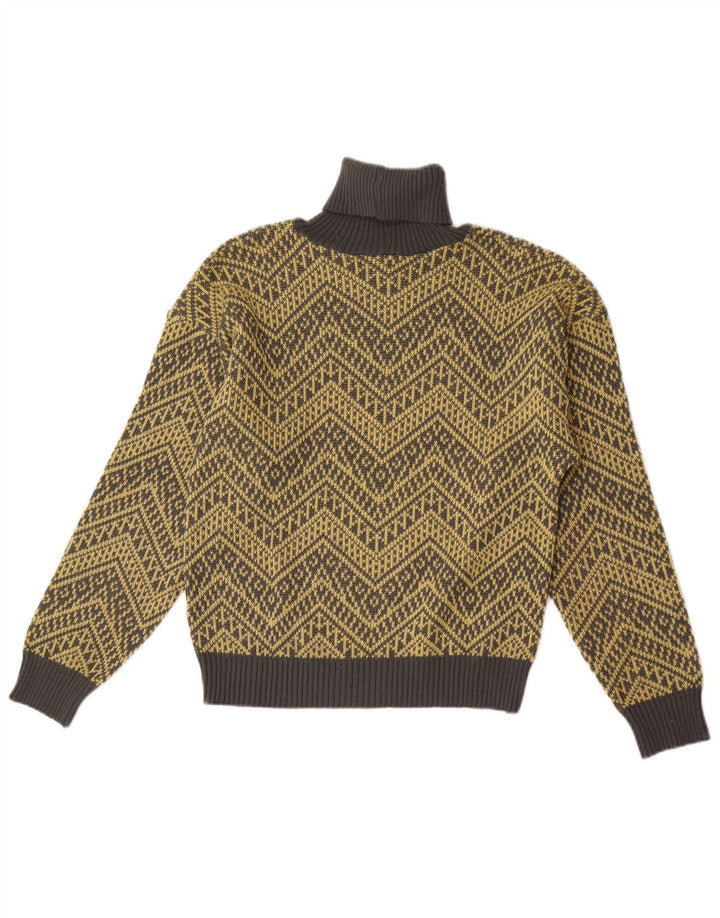 Vintage Damen Rollkragenpullover Pullover UK 14 Mittelgelber Chevron