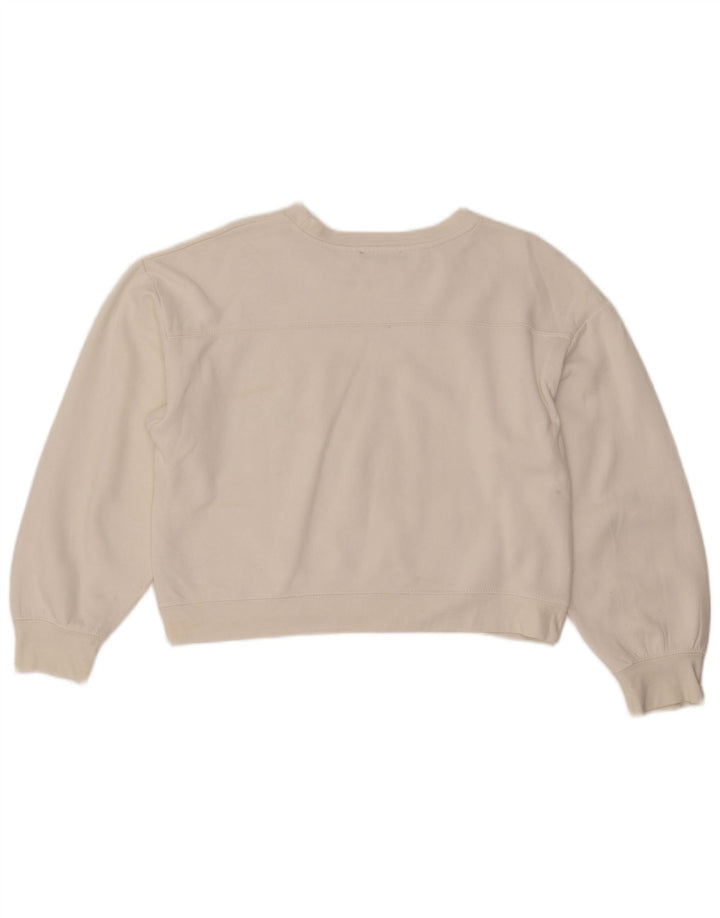 Zara Damen Crop Oversized Sweatshirt Pullover UK 14 Mittelweißes Polyester
