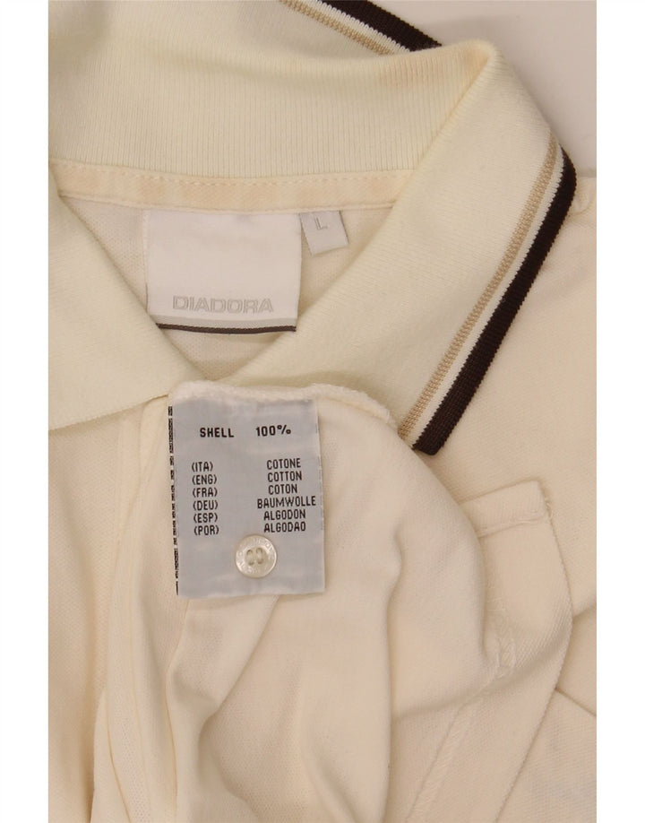 Diadora Herren-Poloshirt, groß, cremefarbene Baumwolle