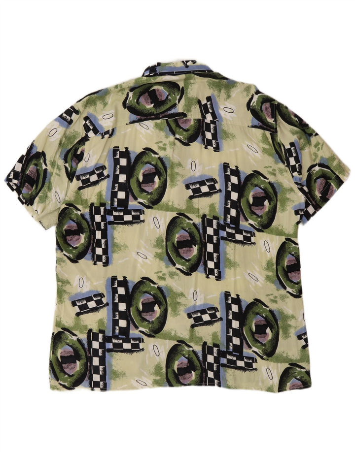 Vintage Herren Kurzarmhemd 2XL Mehrfarbige geometrische Viskose