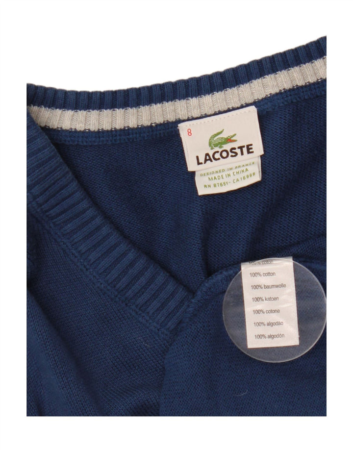 Lacoste Herren-Pullover mit V-Ausschnitt, Größe 8 3XL, marineblaue Baumwolle