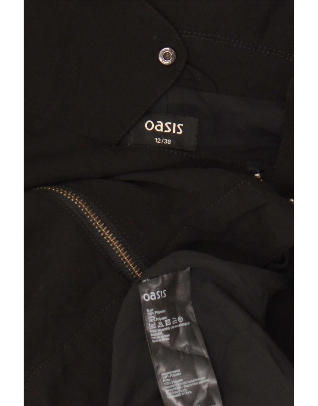 Oasis Damen Crop Bikerjacke UK 12 Mittelschwarzes Polyester