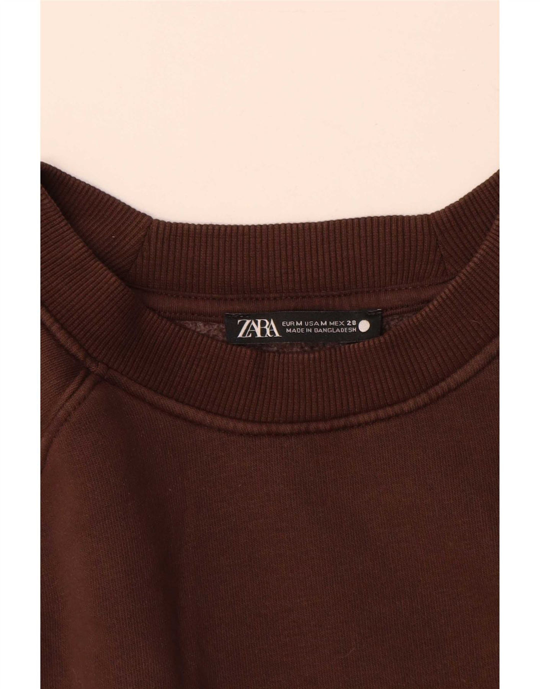 Zara Damen Sweatshirt-Pullover UK 14 Mittelbraune Baumwolle