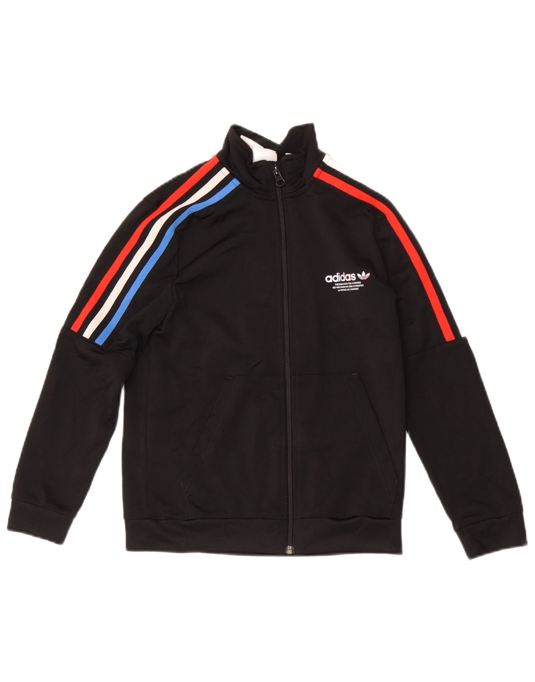 Adidas Jungen-Trainingsanzug-Top-Jacke, 9–10 Jahre, schwarzes Colourblock-Polyester
