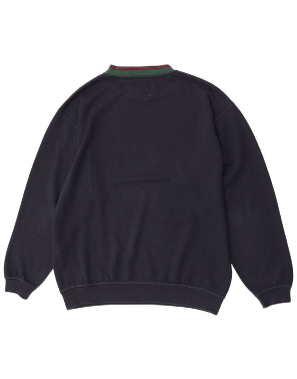 Vintage Herren-Sweatshirt mit Grafik, reguläre Passform, große marineblaue Baumwolle