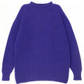 Vintage Herren Rollkragenpullover Pullover Mittelblau