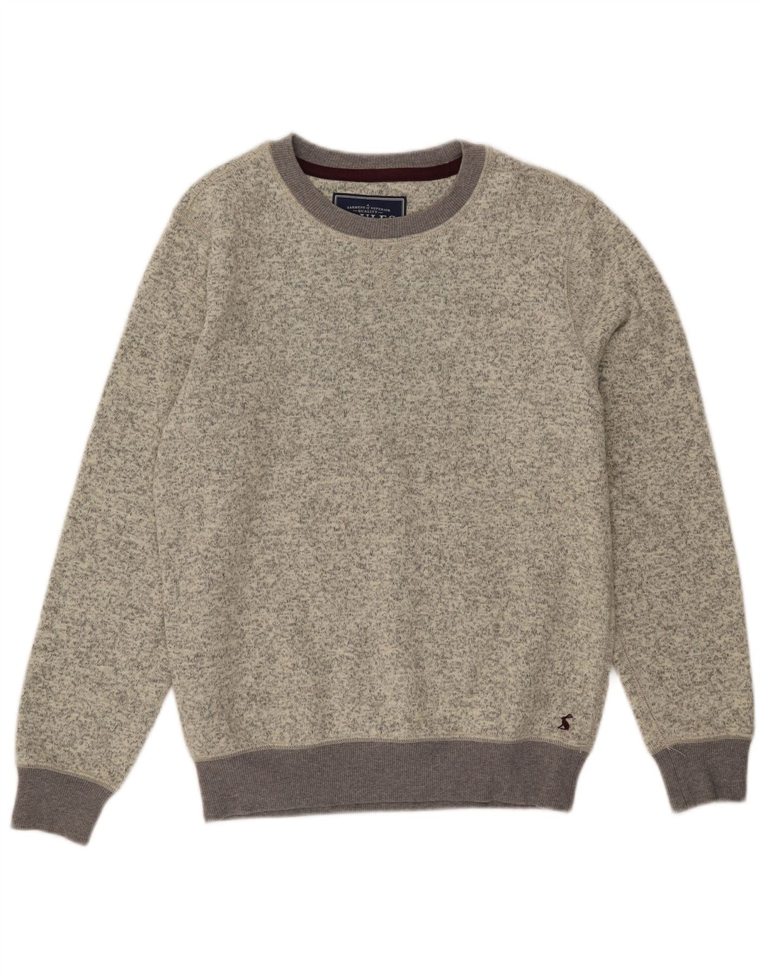 Joules Herren-Pullover mit U-Boot-Ausschnitt, klein, grau geflecktes Polyester