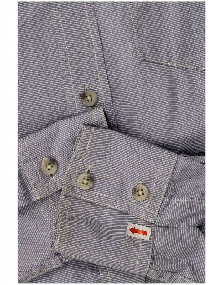 Superdry Herren-Hemd, groß, blaue Nadelstreifen-Baumwolle