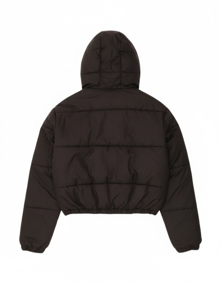 Ellesse Womens Oversized Crop Hooded Wattierte Jacke UK 6 XS Schwarz Polyester