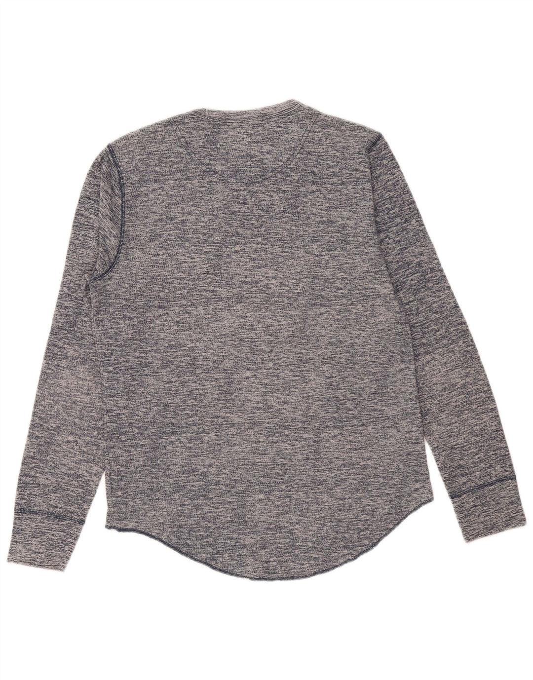 HOLLISTER Herren-Oberteil mit langen Ärmeln, mittelmarineblau gesprenkelte Baumwolle