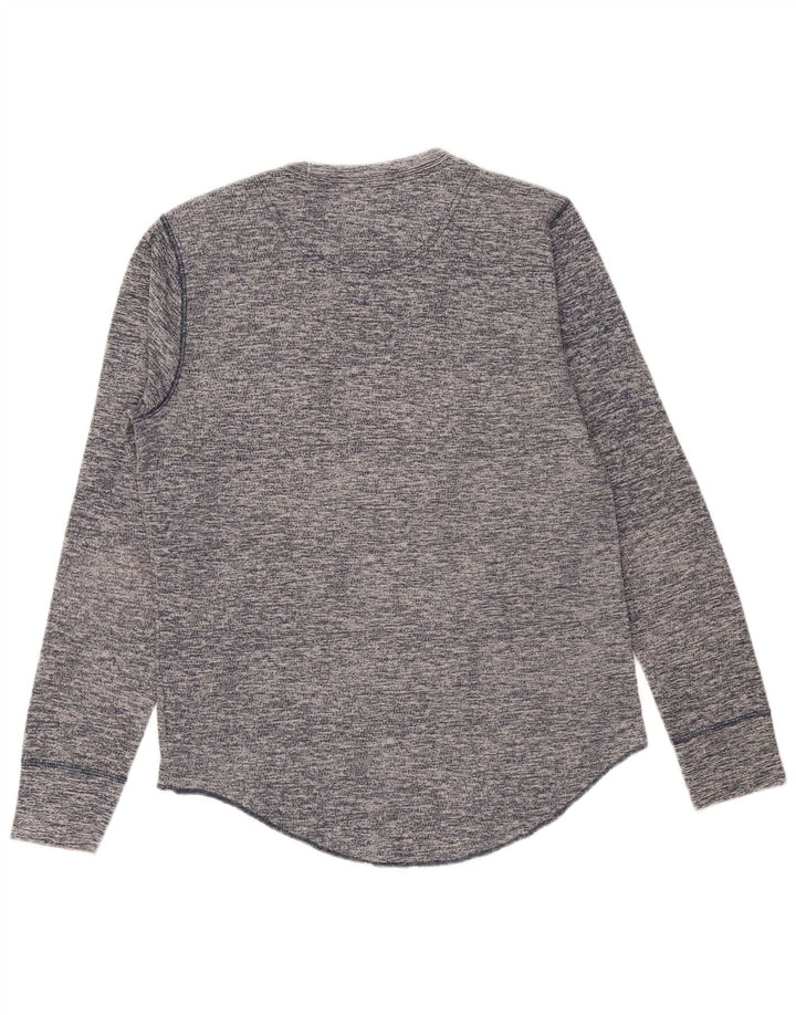 HOLLISTER Herren-Oberteil mit langen Ärmeln, mittelmarineblau gesprenkelte Baumwolle