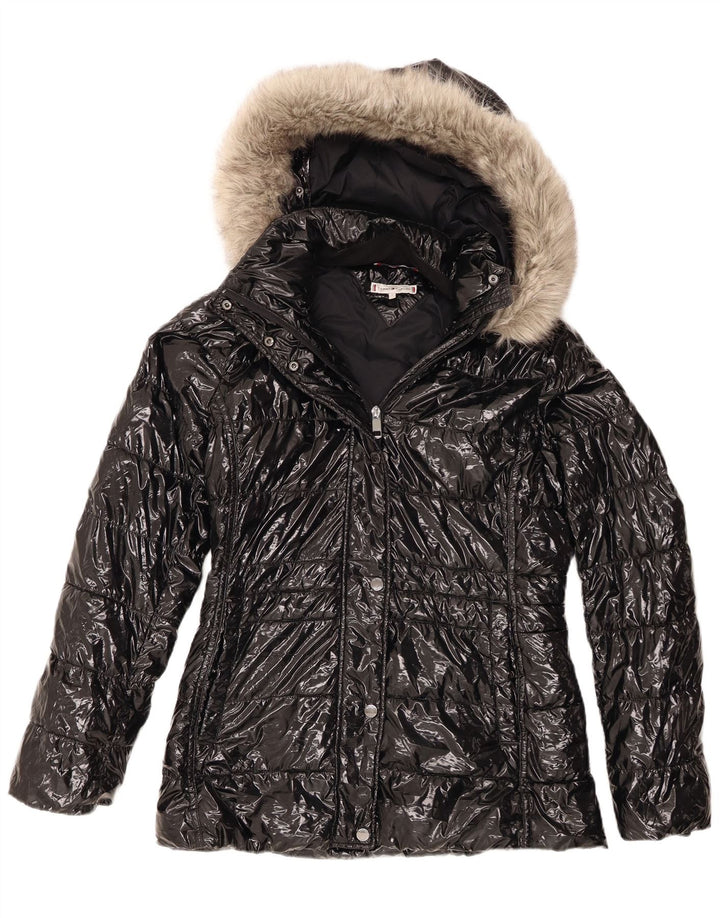 Tommy Hilfiger Damen-Jacke mit Kapuze, wattiert, Gr. 10, Größe S, Schwarz, Polyamid