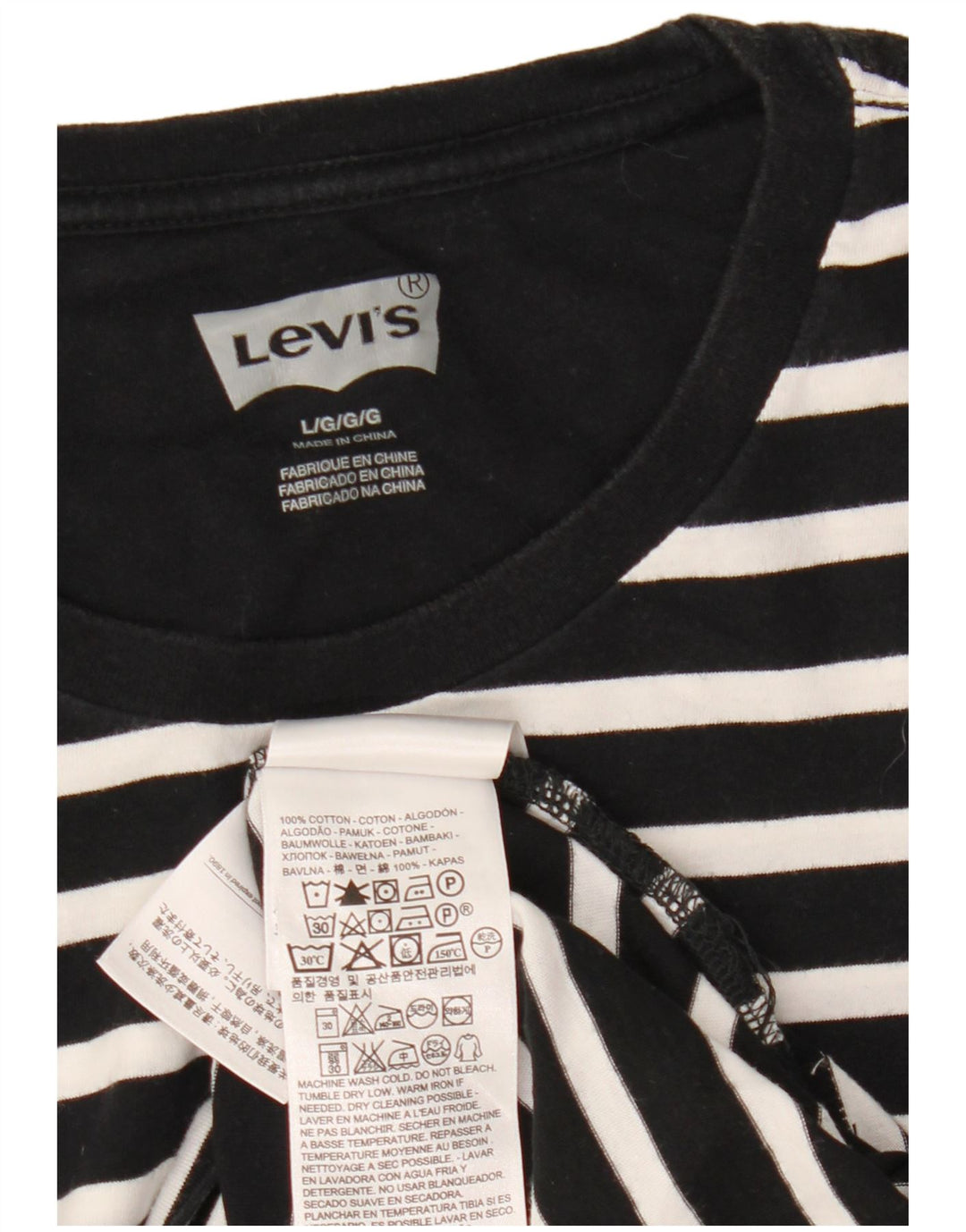 Levi's Herren-T-Shirt-Oberteil, groß, schwarz gestreift, Baumwolle