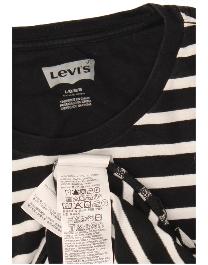Levi's Herren-T-Shirt-Oberteil, groß, schwarz gestreift, Baumwolle
