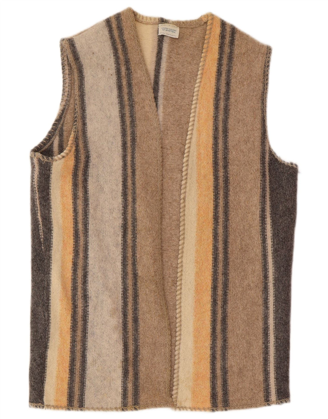 Benetton Damen-Cardigan, ärmellos, UK-Gr. 16, Größe L, mehrfarbig, Wolle