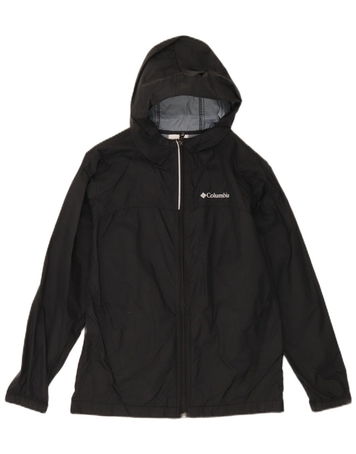 Columbia Jungen-Regenjacke mit Kapuze, 10–11 Jahre, mittelgroßes schwarzes Nylon