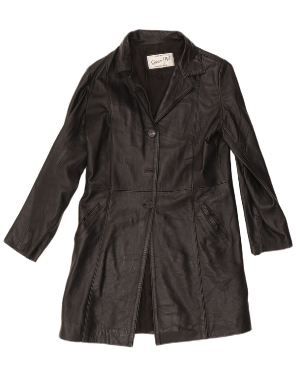 Vintage Damen Ledermantel IT 46 Large Schwarz