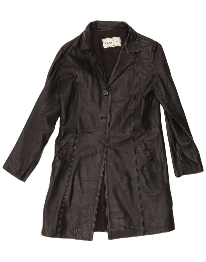 Vintage Damen Ledermantel IT 46 Large Schwarz