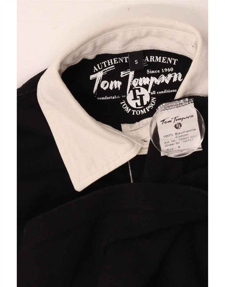 Tom Tompson Herren Rugby-Poloshirt mit Grafik, Größe S, Schwarz, Farbblock