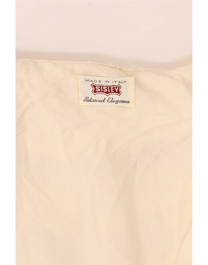 Sisley Damen-Hemdbluse, Gr. 44, Mittelweiß, geblümt