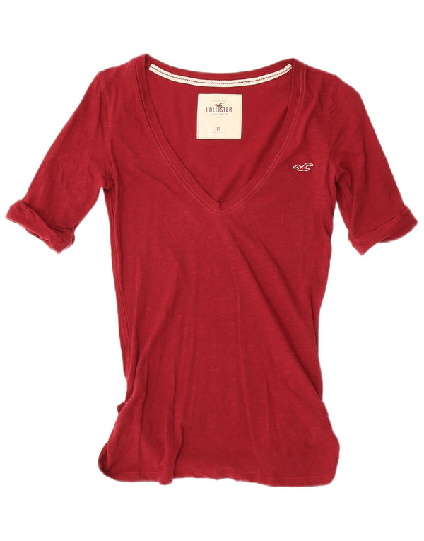 Hollister Damen T-Shirt Top UK 6 XS Rot Baumwolle
