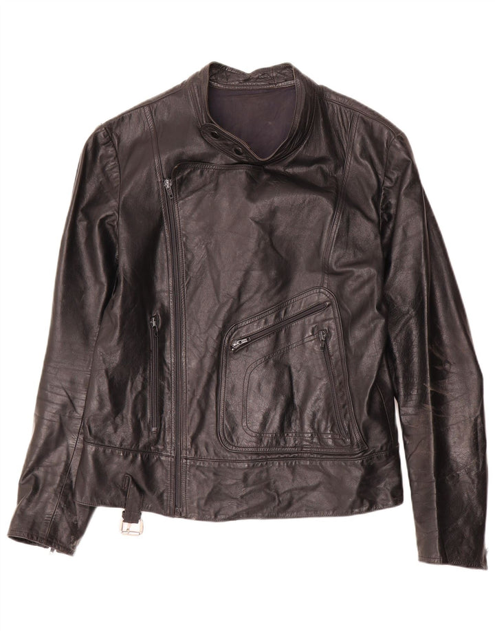 Dainese Damen Biker-Lederjacke UK 14 Mittelschwarzes Leder