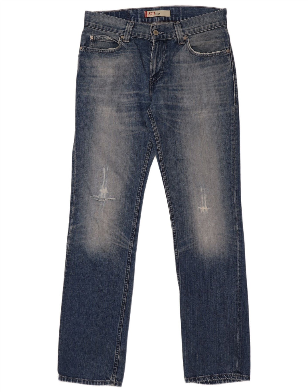 Levi's Herren 511 Distressed Slim Jeans W33 L34 Blaue Baumwolle