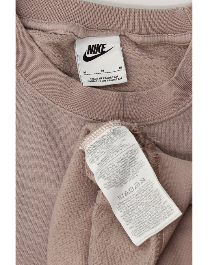 Nike Womens Crop Oversized Sweatshirt Pullover UK 14 Mittelrosa Baumwolle