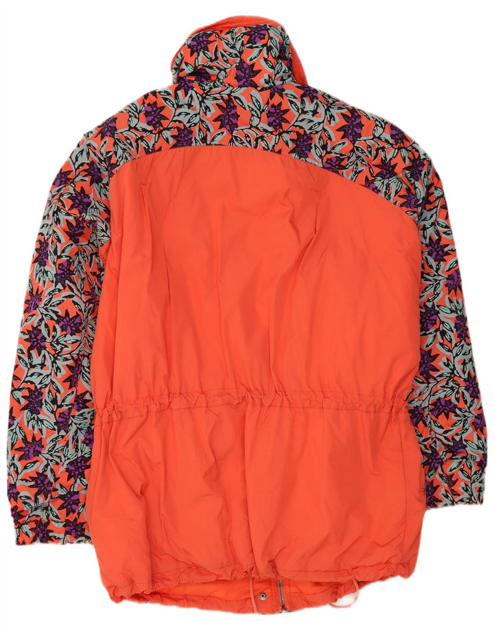 Übergroße Damen-Skijacke von Maier, UK 10, klein, orangefarbenes Blumenmuster, Polyamid