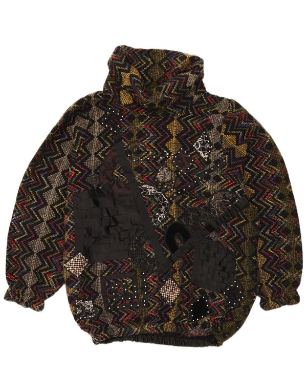 Vintage Damen Rollkragenpullover Pullover UK 20 2XL Mehrfarbig Retro
