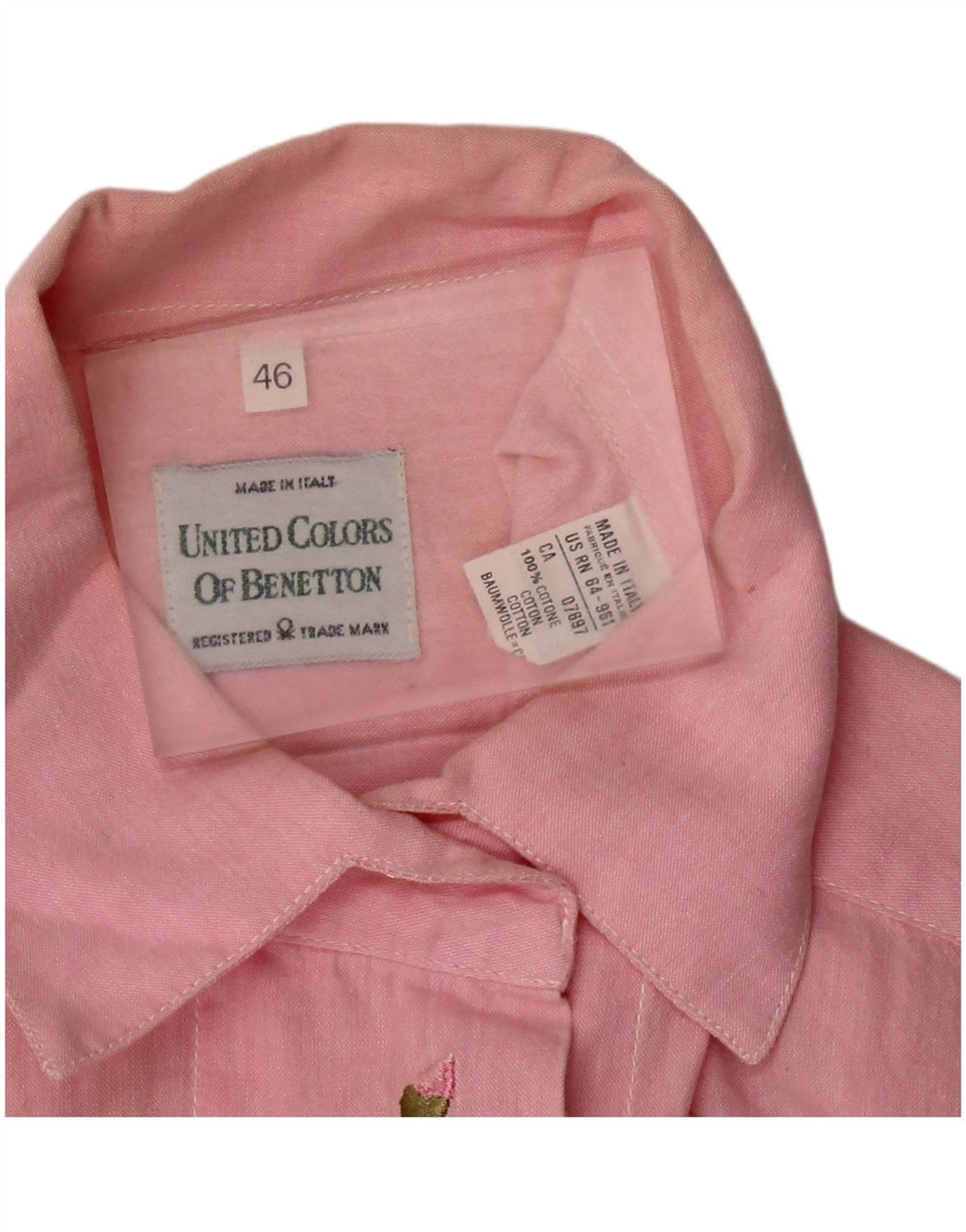 Benetton Damen-Hemdbluse in Übergröße, Größe 46, groß, rosa, geblümt, Baumwolle