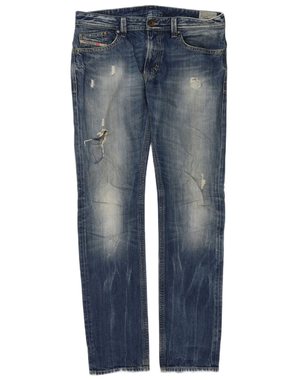 Diesel Herren Thavar Distressed Slim Skinny Jeans W34 L34 Blaue Baumwolle