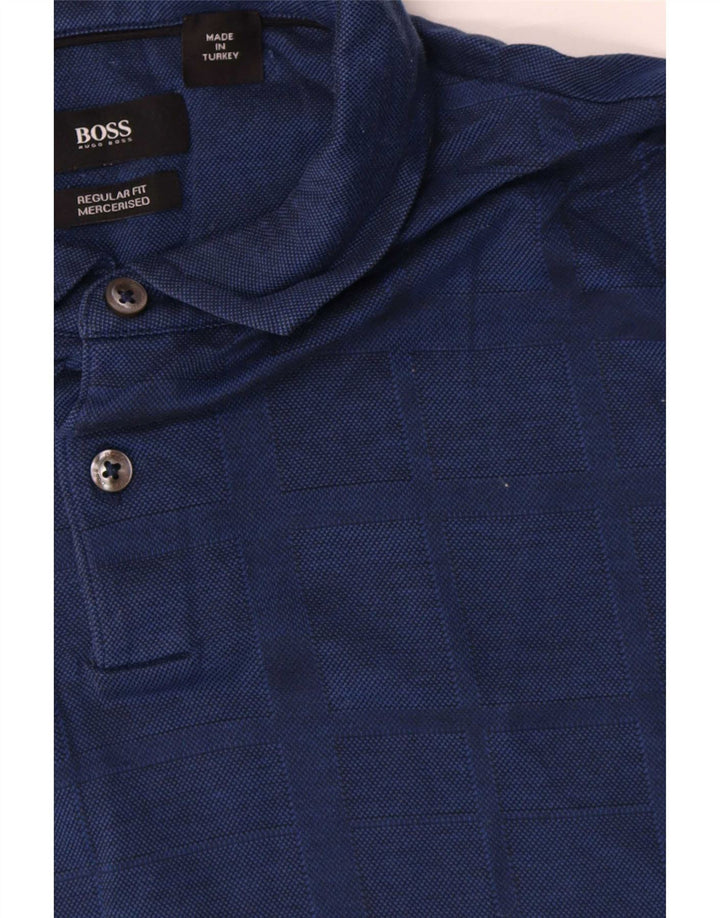 Hugo Boss Herren-Poloshirt mit normaler Passform, mittelmarineblaue Baumwolle