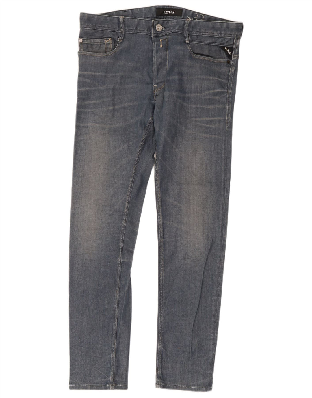 Replay Herren Slim Jeans W33 L32 Blaue Baumwolle