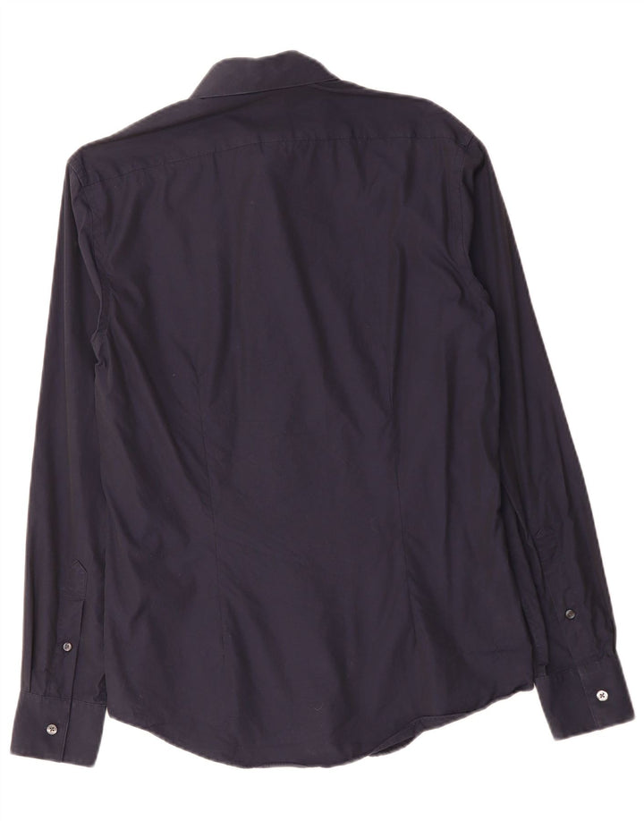 CALVIN KLEIN Herren Slim Fit Hemd Small Marineblau Baumwolle