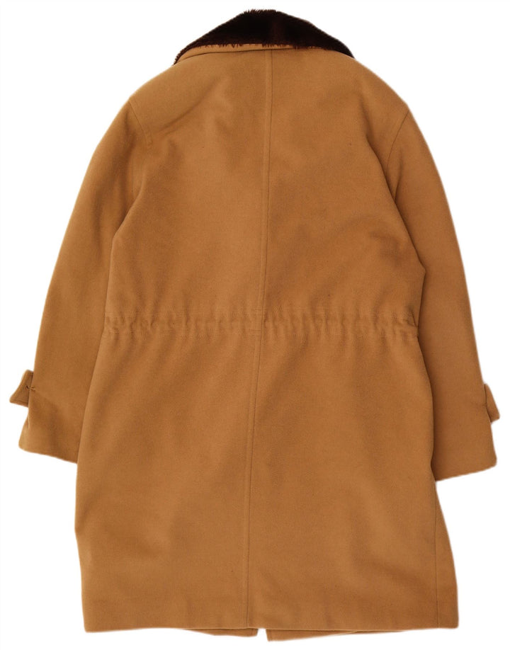 VINTAGE Damen Dufflecoat UK 14 Mittelbeige Wolle