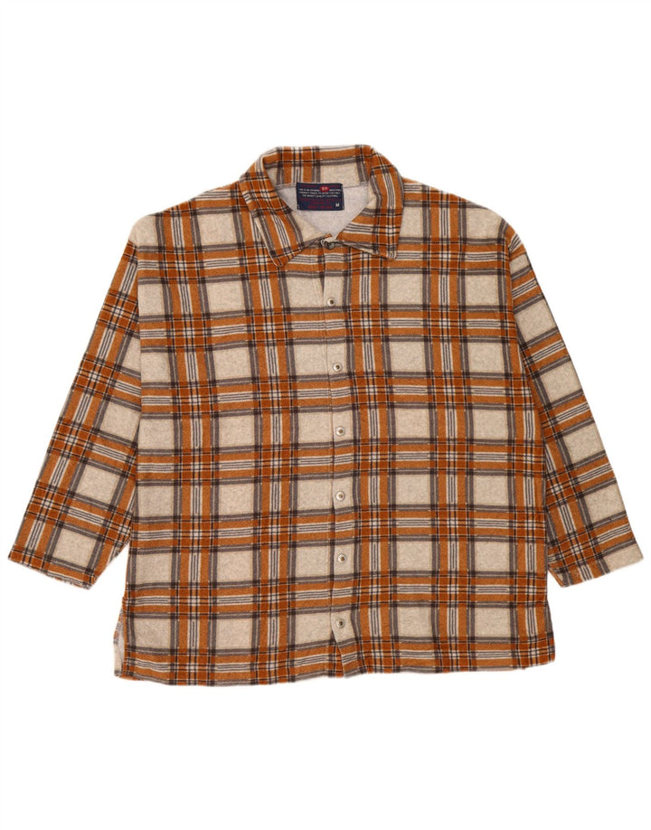 Vintage Damen Übergroßes Overshirt Flanellhemd UK 14 Mittelbeige kariert