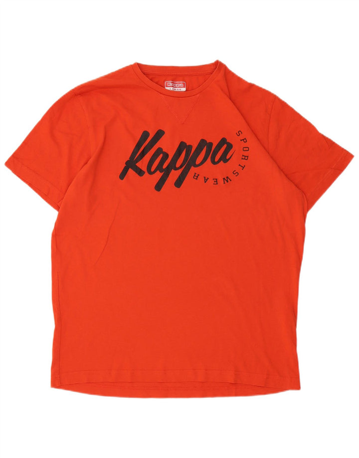 Kappa Herren Grafik T-Shirt Top Large Orange Baumwolle