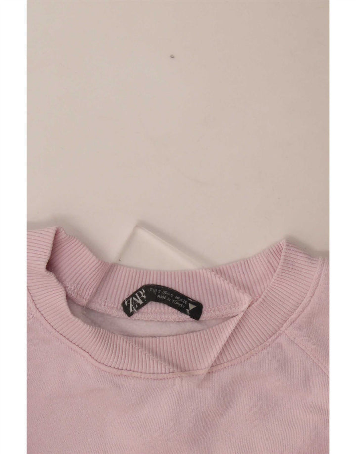 Zara Damen Crop Oversized Sweatshirt Pullover UK 10 Small Pink