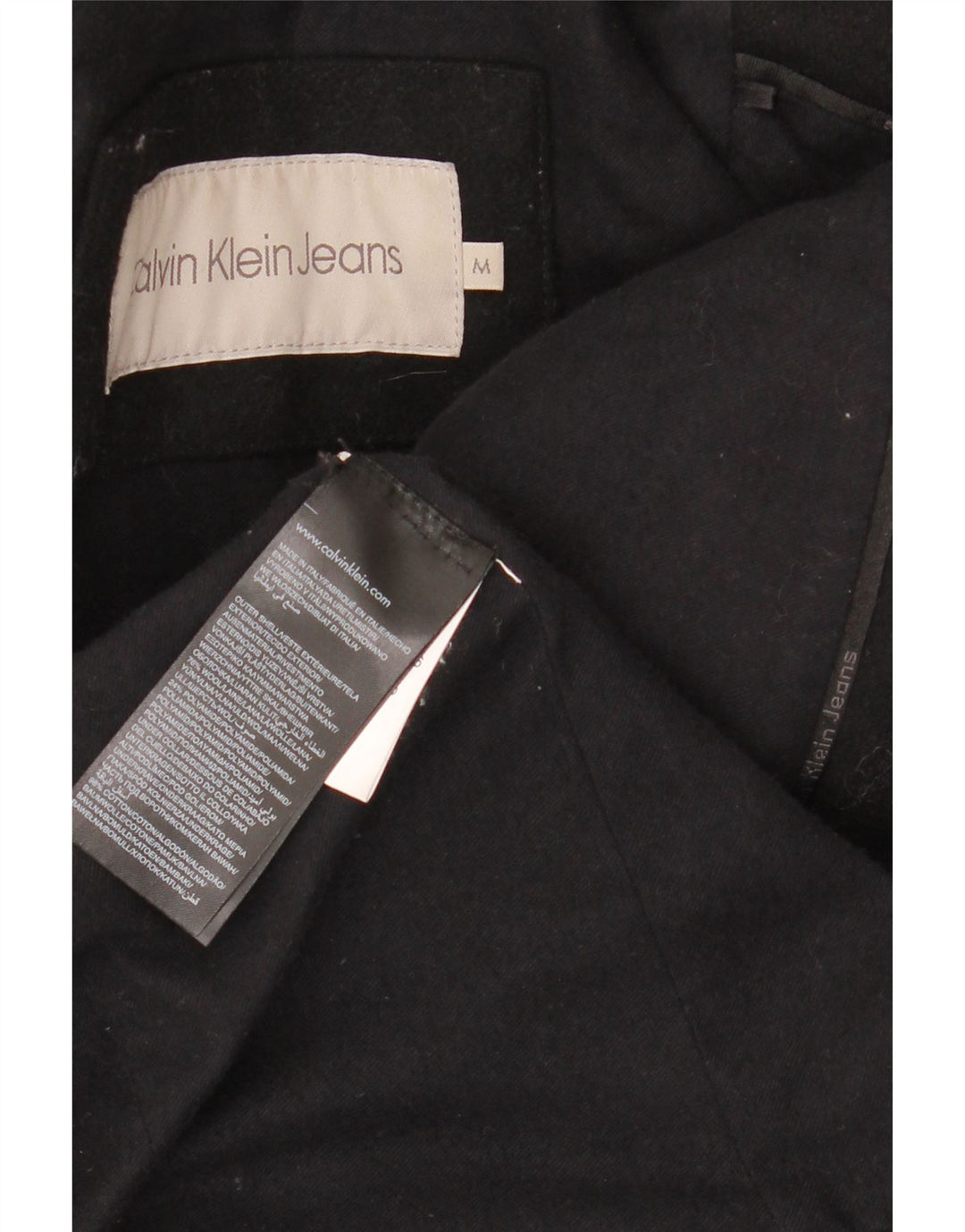 CALVIN KLEIN JEANS Damen Pea Coat UK 14 Mittelschwarze Wolle