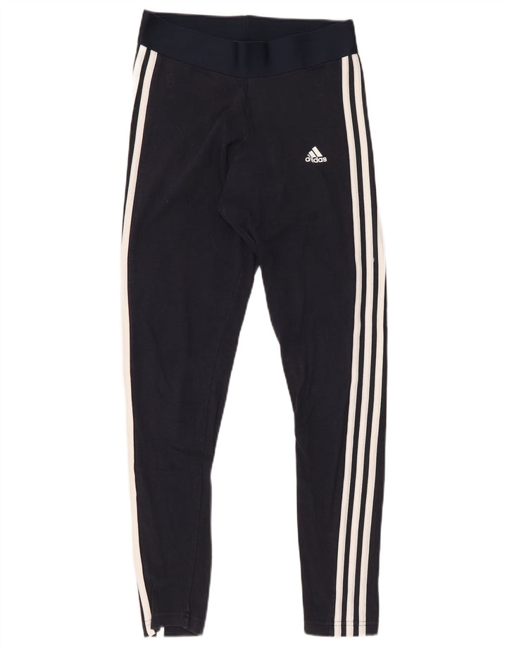 ADIDAS Damen Leggings UK 8/10 Small Marineblau