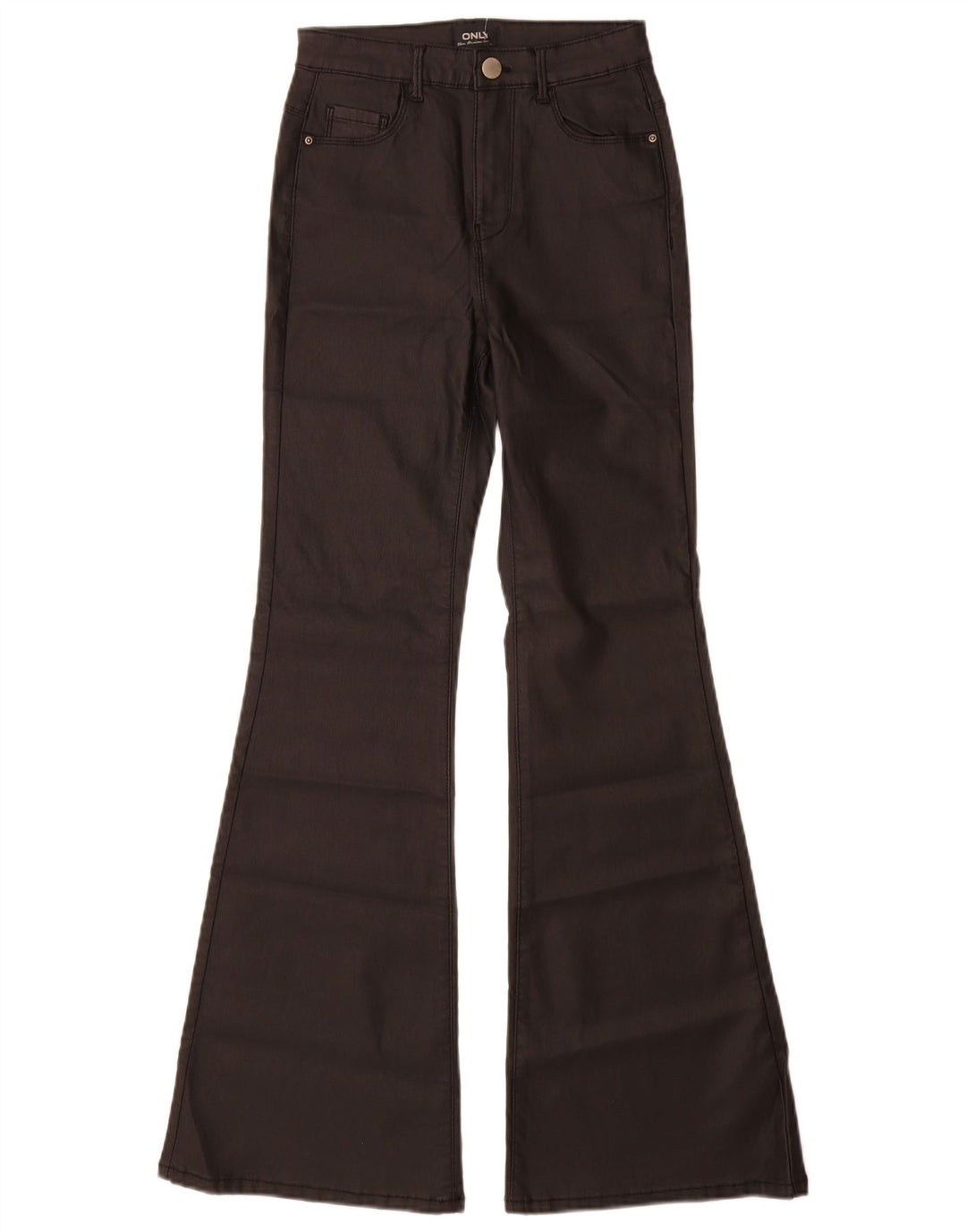 Only Damen-Flare-Freizeithose, Größe S, W26, L30, schwarze Viskose