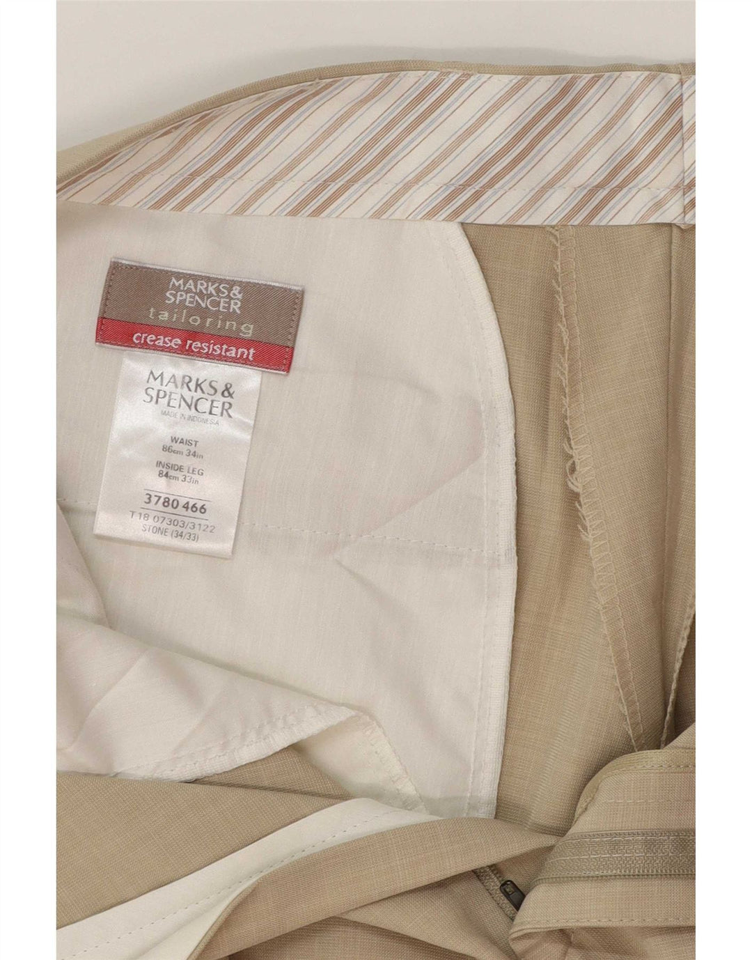 Gerade Herren-Anzughose von Marks & Spencer, W34, L28, Beige, Polyester
